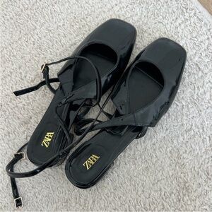 Zara Black Patent Leather Flats